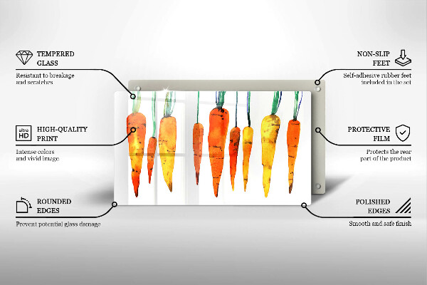 Üveg vágódeszka Sárgarépa illusztráció