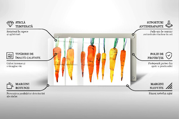 Üveg vágódeszka Sárgarépa illusztráció