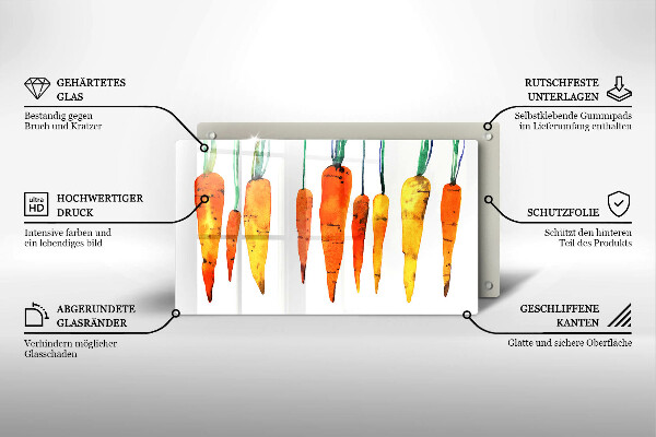 Üveg vágódeszka Sárgarépa illusztráció