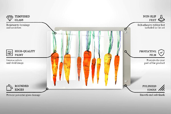 Üveg vágódeszka Sárgarépa illusztráció