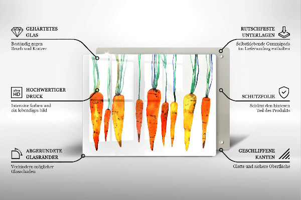 Üveg vágódeszka Sárgarépa illusztráció
