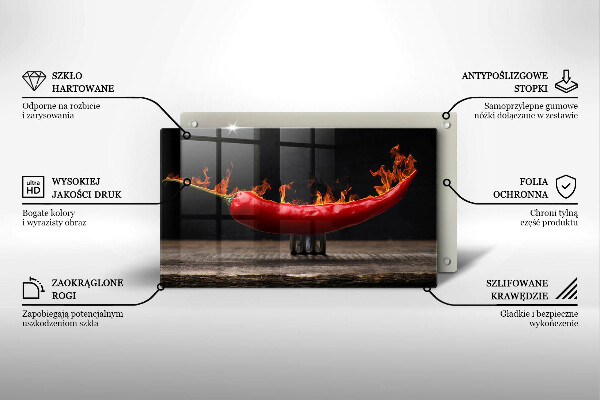 Üveg vágódeszka Csípős chili paprika