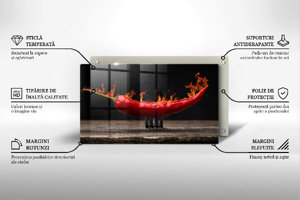 Üveg vágódeszka Csípős chili paprika