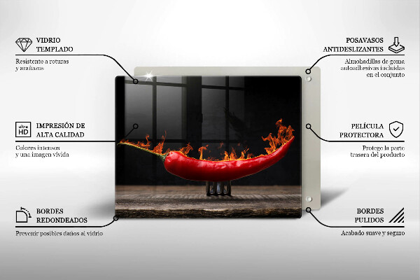 Üveg vágódeszka Csípős chili paprika