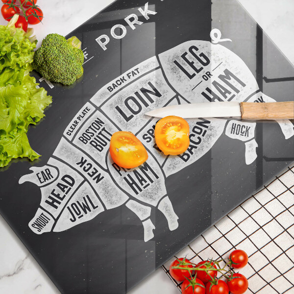 Üveg vágódeszka Sertéshús sertés