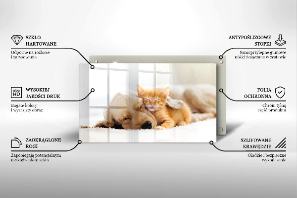 Üveg vágódeszka Állatok kutya és macska