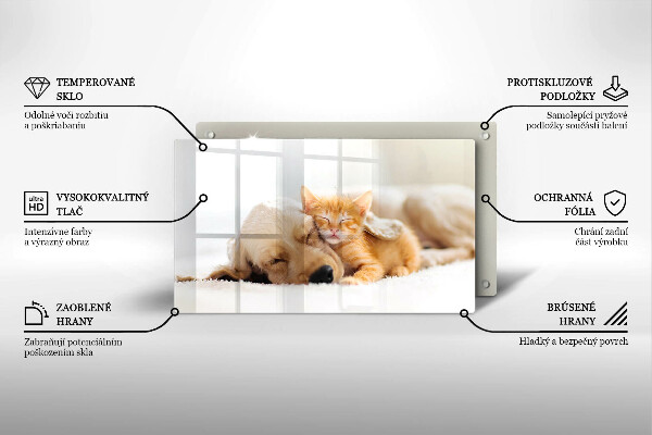 Üveg vágódeszka Állatok kutya és macska