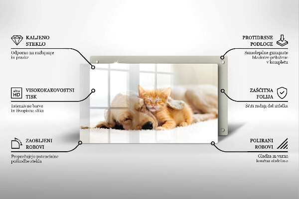 Üveg vágódeszka Állatok kutya és macska