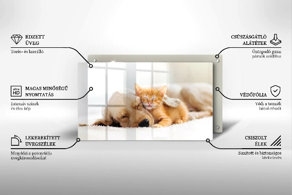 Üveg vágódeszka Állatok kutya és macska