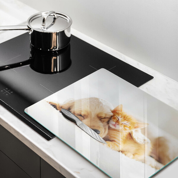 Üveg vágódeszka Állatok kutya és macska