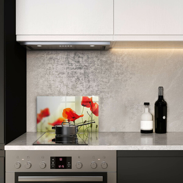 Üveg vágódeszka Piros pipacs virágok