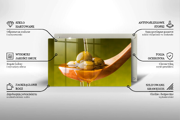 Üveg vágódeszka Olívaolaj és olívabogyó