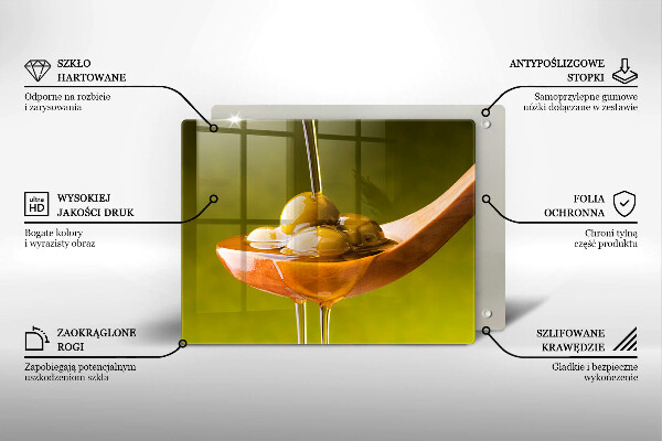 Üveg vágódeszka Olívaolaj és olívabogyó