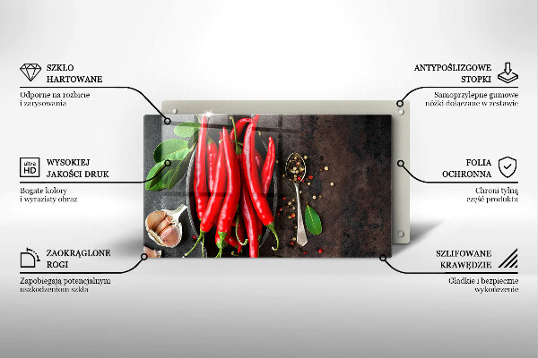 Üveg vágódeszka Piros chili paprika