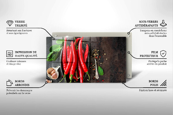 Üveg vágódeszka Piros chili paprika