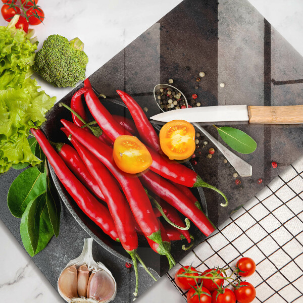 Üveg vágódeszka Piros chili paprika