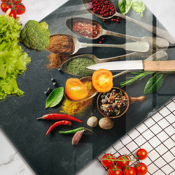 Üveg vágódeszka Konyhai kanál fűszerek