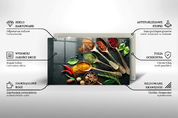 Üveg vágódeszka Konyhai kanál fűszerek