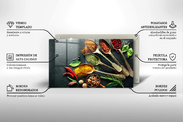 Üveg vágódeszka Konyhai kanál fűszerek