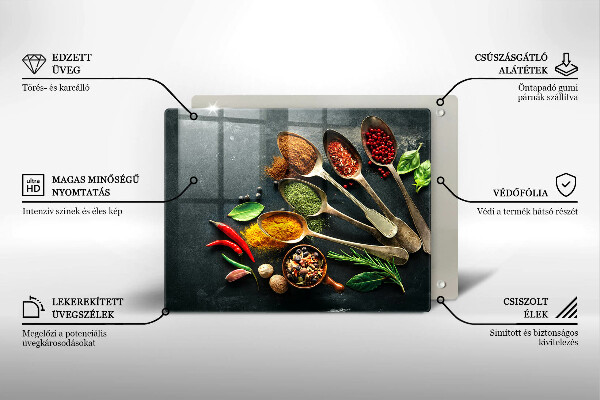 Üveg vágódeszka Konyhai kanál fűszerek