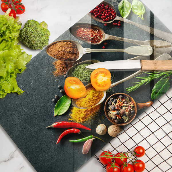 Üveg vágódeszka Konyhai kanál fűszerek