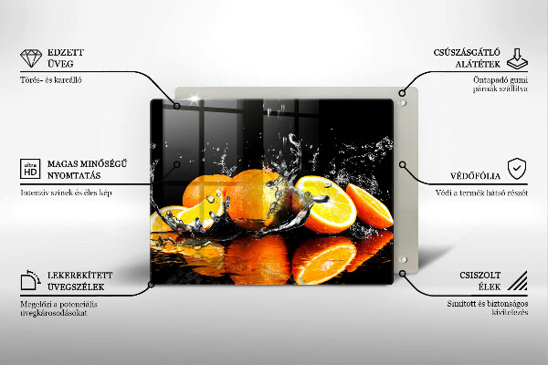 Üveg vágódeszka Lédús narancssárga gyümölcs
