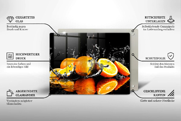 Üveg vágódeszka Lédús narancssárga gyümölcs