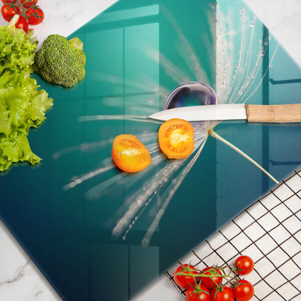 Üveg vágódeszka Harmat a pitypangon