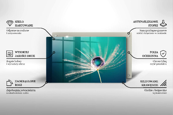 Üveg vágódeszka Harmat a pitypangon