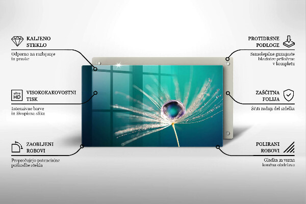 Üveg vágódeszka Harmat a pitypangon