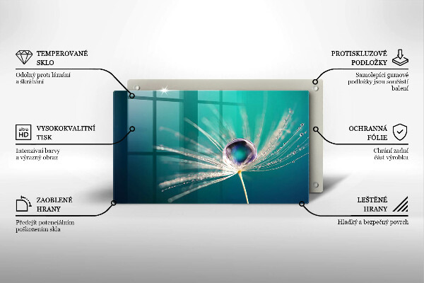 Üveg vágódeszka Harmat a pitypangon