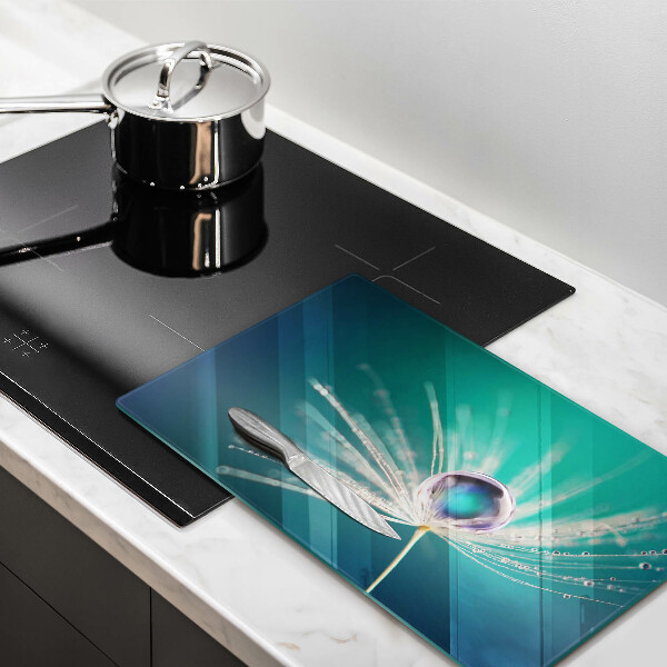 Üveg vágódeszka Harmat a pitypangon