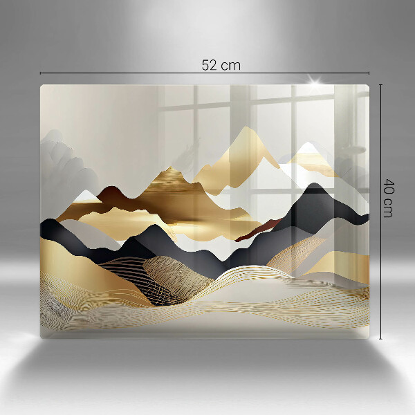 Üveg vágódeszka Absztrakt arany hegyek