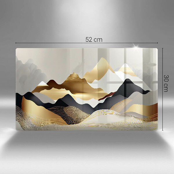 Üveg vágódeszka Absztrakt arany hegyek