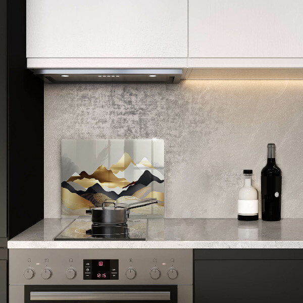 Üveg vágódeszka Absztrakt arany hegyek