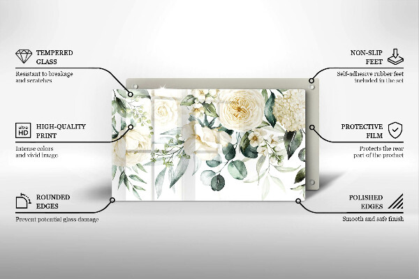 Üveg vágódeszka Akvarell virágok