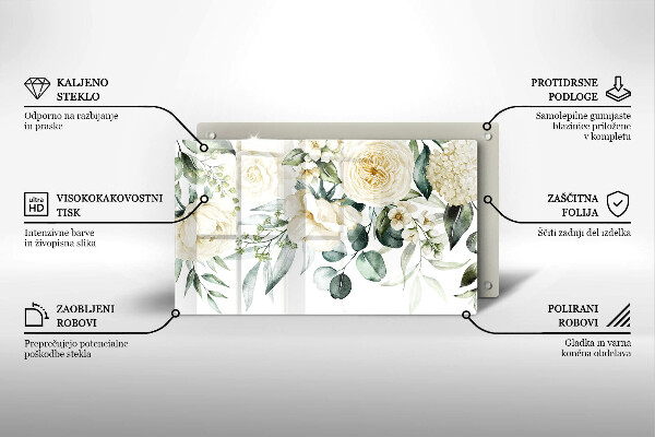 Üveg vágódeszka Akvarell virágok