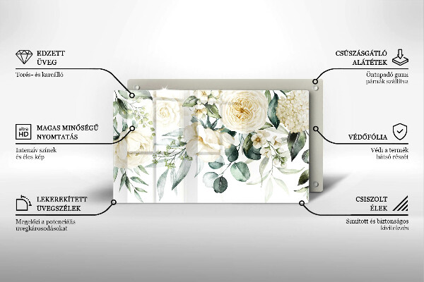 Üveg vágódeszka Akvarell virágok