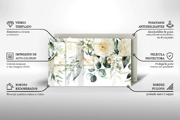 Üveg vágódeszka Akvarell virágok