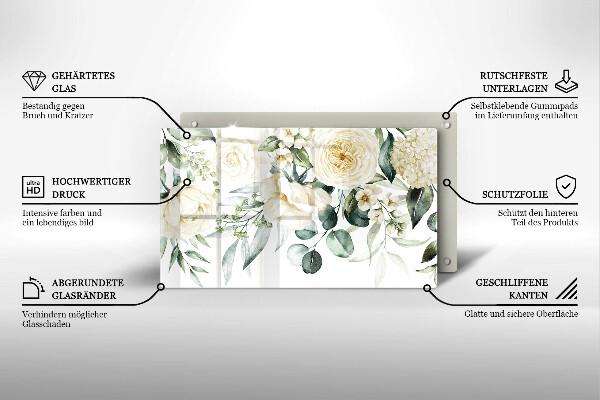 Üveg vágódeszka Akvarell virágok