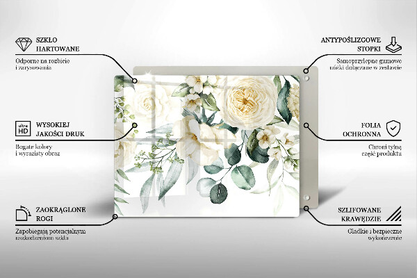 Üveg vágódeszka Akvarell virágok