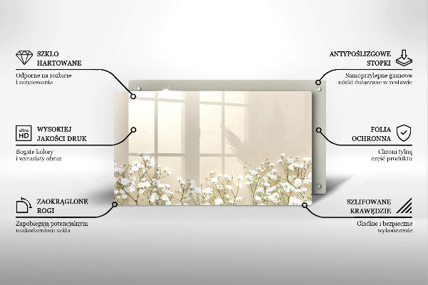 Üveg vágódeszka Gipsz boho virágok