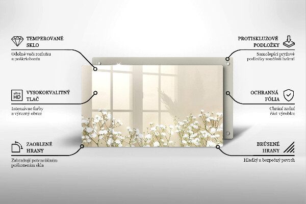 Üveg vágódeszka Gipsz boho virágok