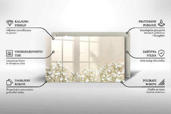 Üveg vágódeszka Gipsz boho virágok