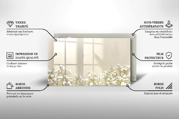 Üveg vágódeszka Gipsz boho virágok