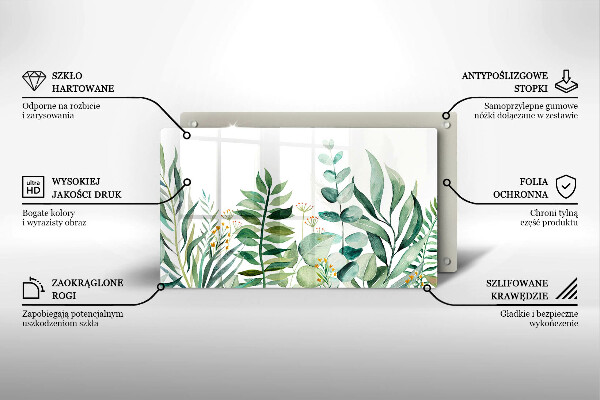 Üveg vágódeszka Növény levelek illusztráció