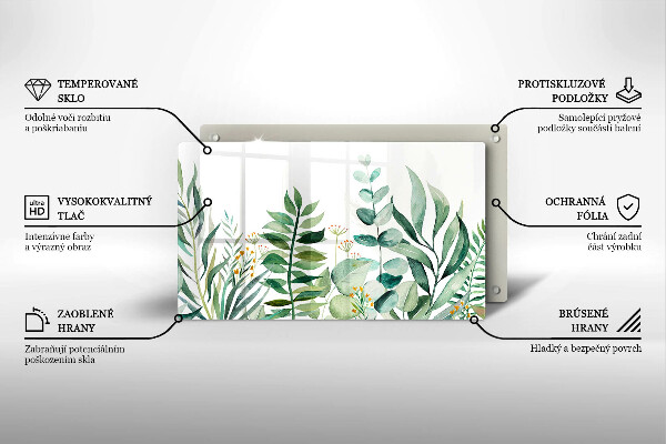 Üveg vágódeszka Növény levelek illusztráció