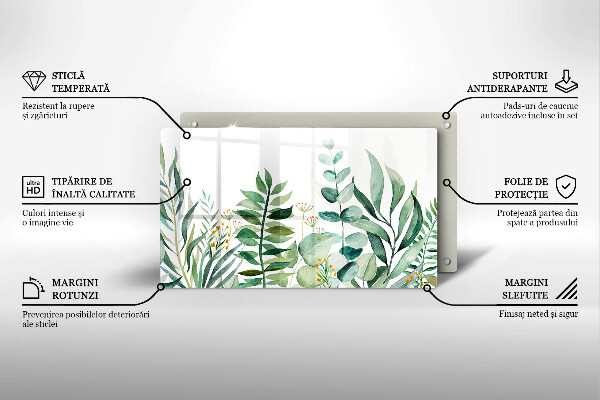 Üveg vágódeszka Növény levelek illusztráció