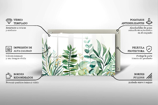 Üveg vágódeszka Növény levelek illusztráció