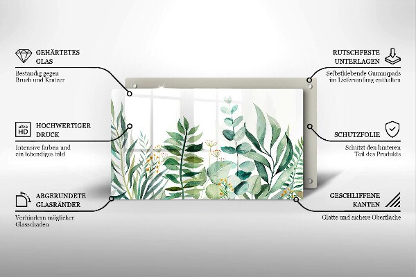 Üveg vágódeszka Növény levelek illusztráció